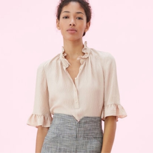 Rebecca Taylor Tops - Rebecca Taylor Hammered Silk Button Front Blouse Size 0